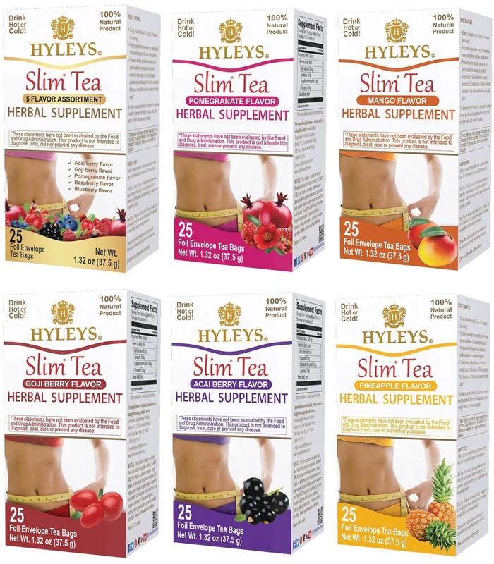 Hyleys Slim Tea Variety Pack – 6 Flavors Including 5 Flavor Assortment Pomegr…