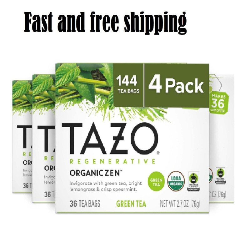 TAZO Regenerative Organic Zen Green Tea Bags, 36 Count (Pack of 4)
