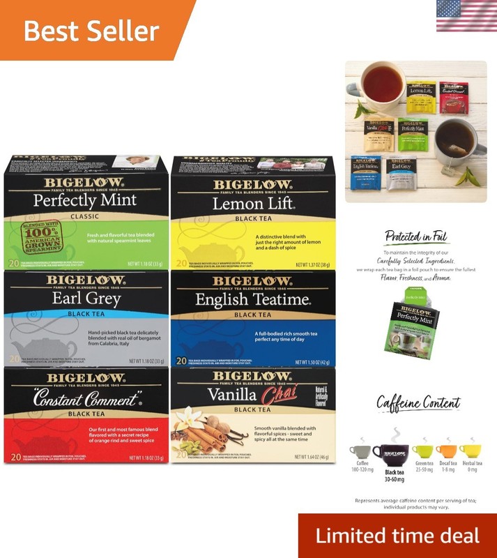 Mixed Black Tea – 120 Individually Wrapped Tea Bags, 6 Unique Flavors