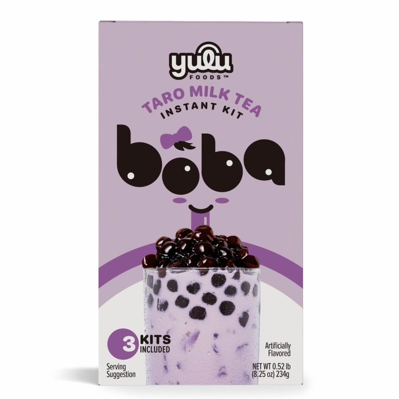 Instant Boba Taro Milk Tea, Bubble Tea Kit, 3 Drinks