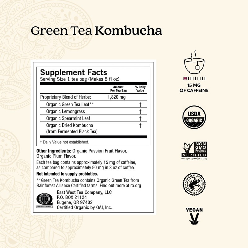 Yogi Tea Green Tea Kombucha (4 Pack) Contains Caffeine 64 Organic Green Tea Bags gallery