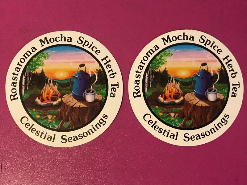 2 Vintage Roastaroma Mocha Spice Herb Tea Celestial Seasonings Sticker