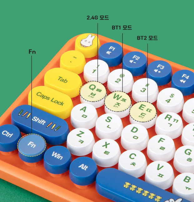 Royche Miffy Wireless Keyboard Mouse Set Korean Layout Round Keycap gallery
