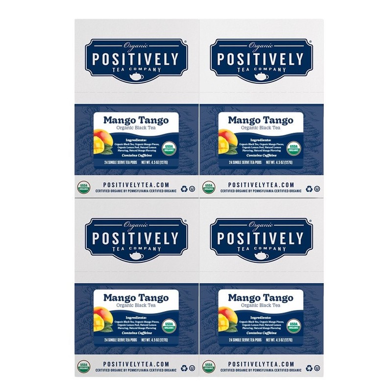 Positively Tea | Organic Mango Tango Tea | 96 Pods, Keurig Compatible