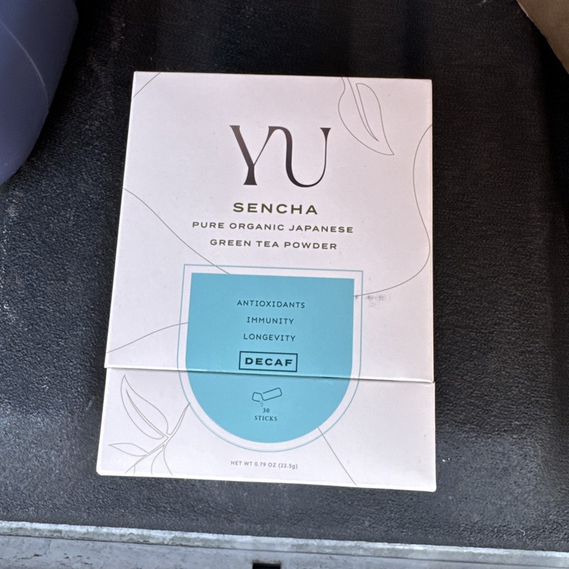 Yu Tea Decaf Organic Sencha Green Tea Powder, 30 Instant Packets NEW SEALED