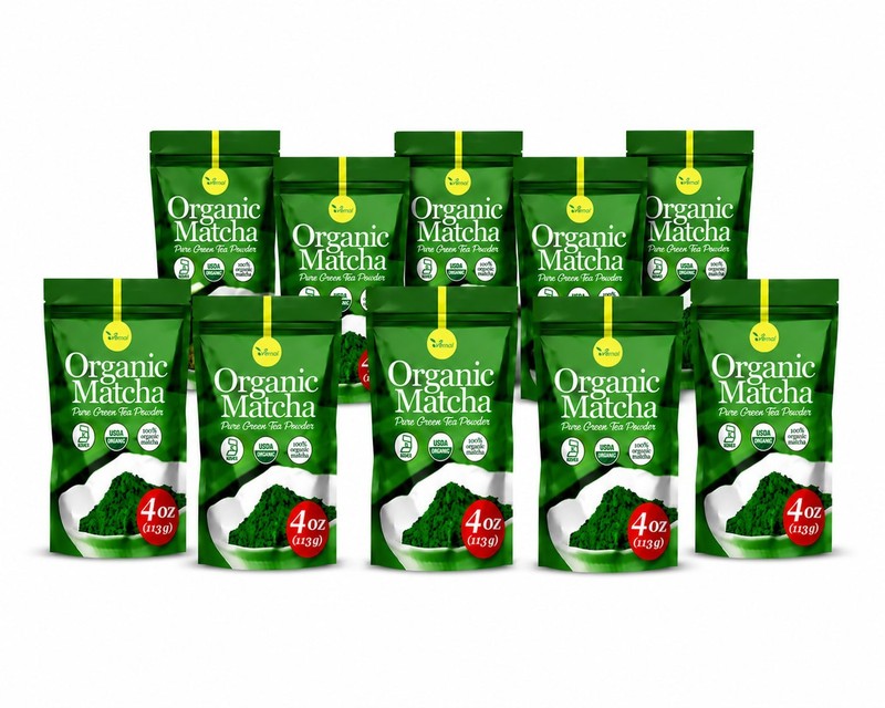 Organic Matcha Green Tea Powder 4oz (Pack of 10) Perfect for Drinks and Culinary