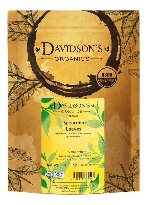 Tea Bulk Organic Spearmint Leaves, 16-Ounce Bag