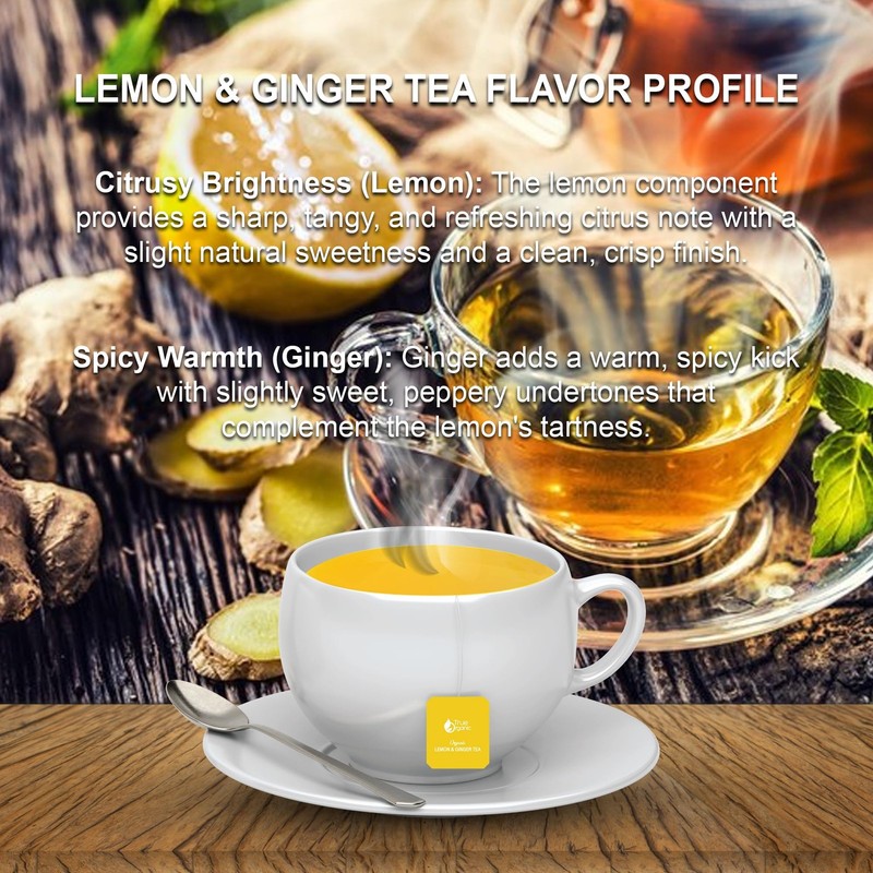 Premium Lemon & Ginger Tea |100 Count Tea Bags | USDA Organic & Kosher Certif... gallery