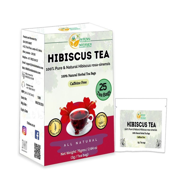 Hibiscus Tea Bags – 25 Count | Refreshing Herbal Tea with Natural Flavor