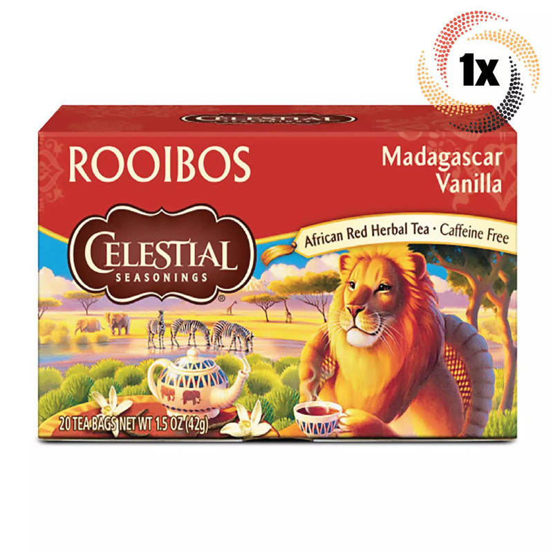 1x Box Celestial Rooibos Madagascar Vanilla Herbal Tea | 20 Bags Each | 1.5oz