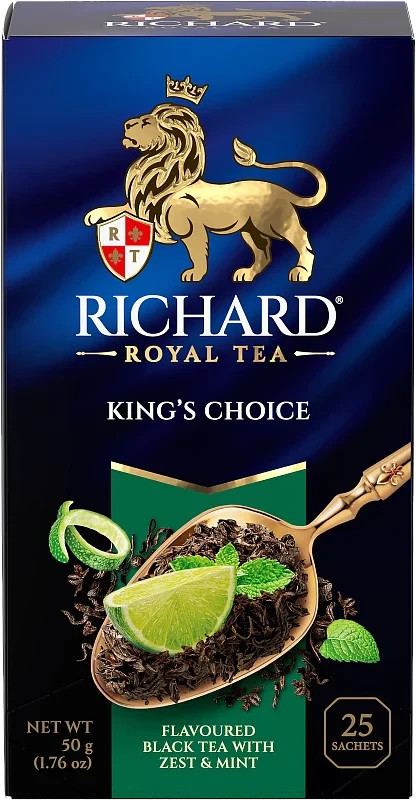 King’s Choice RICHARD Flavoured Black Tea w Zest & Mint 25 sachets Russia RF