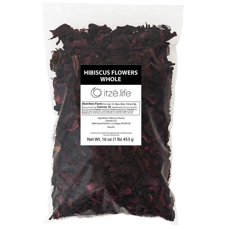 1lb Hibiscus Flowers Whole perfect for Tea, Flor de Jamaica by Itzé.Life