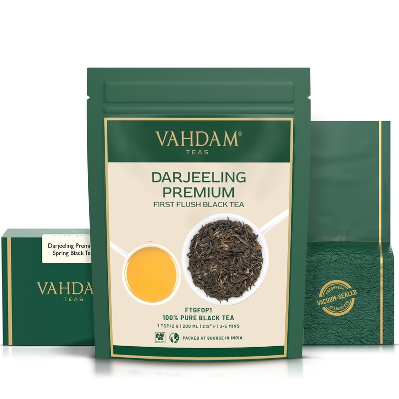 , First Flush Darjeeling Tea - 50 Cups (3.53oz) | Loose Leaf Black Tea - Flow... gallery