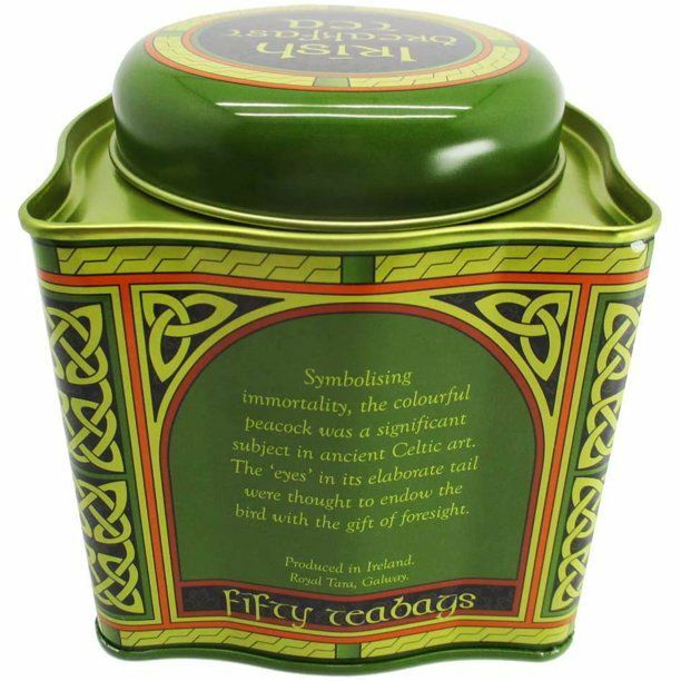 Irish Breakfast Tea Celtic Peacock Tin African Indian Gold Blend 50 Bags 125g gallery