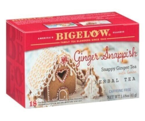 Bigelow GINGER Snappish Herbal Tea, Caffeine Free, 18 Bags, see description