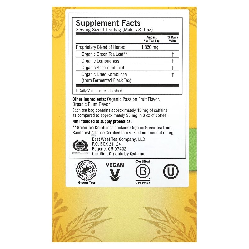 32 Bags - YOGI TEA GREEN TEA KOMBUCHA 100% NATURAL HERBAL TEA BAGS gallery