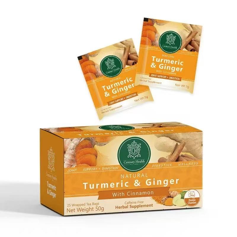 Natural Turmeric & Ginger With Cinnamon 25 Wrapped Tea Bags 50g