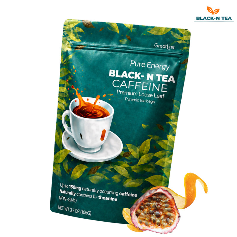 High Caffeine Premium Black Tea | 15 Pyramid Tea Bags | 150mg Caffeine | Energy