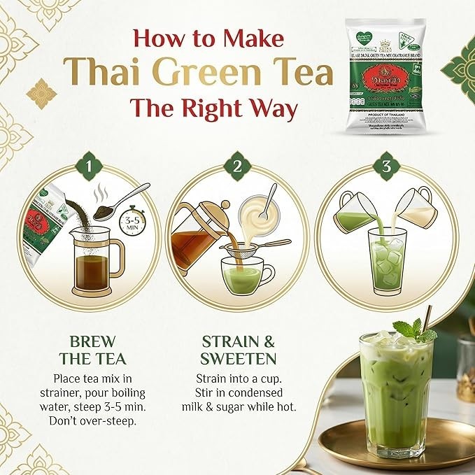 Chatramue Green Tea Mix Extra Green Formula Number One Brand , Re-Fill Bag 180g gallery