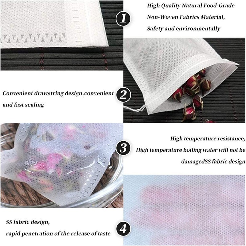 200PCS Drawstring Empty Tea Bags Disposable Teabags Non-woven Spice Filters Bags gallery