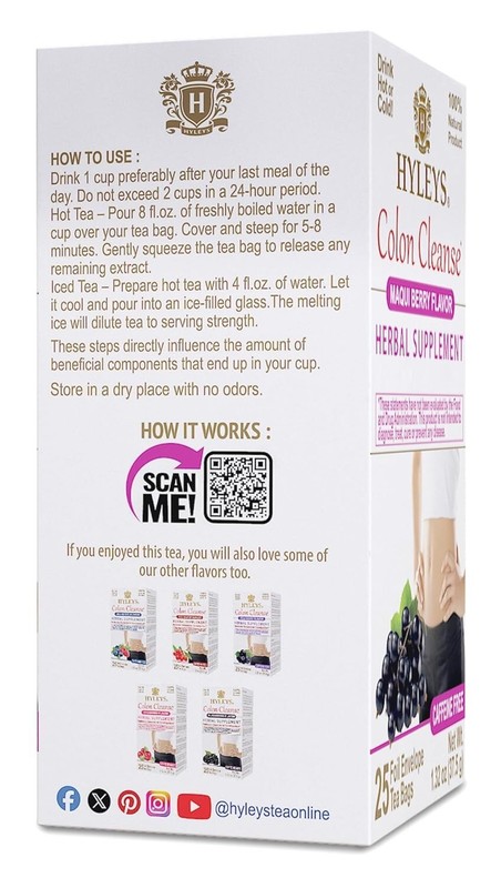 Hyleys Colon Cleanse Tea Maqui Berry Flavor - 25 Tea Bags (1 Pack) gallery
