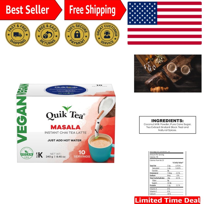 Delicious Masala Chai Latte – 10 Count, Caffeine-Light & Preservative-Free