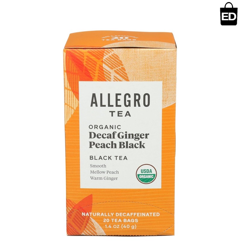 Decaf Organic Ginger Peach Black Tea Bags – Refreshing 20 Count for Anytime