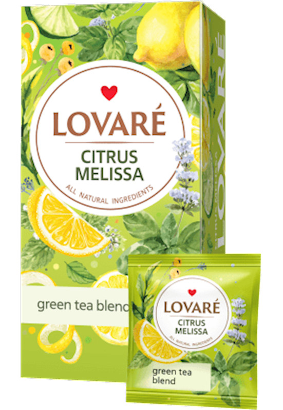 LOVARE “CITRUS MELISSA” GREEN Tea Blend 24 Tea Bags Made in Ukraine