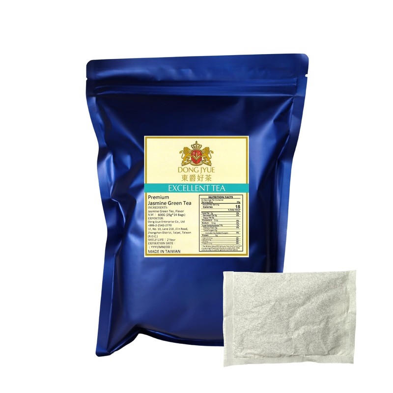Premium Jasmine Green Tea, CommercialUse Tea Bags, 25g Large Bags, 24 Count P...