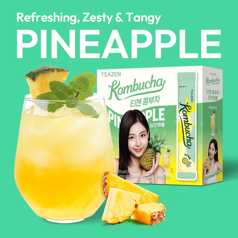 Pineapple Kombucha Powder, Hydration Drink Mix, Sugar Free, Live Probiotics... gallery