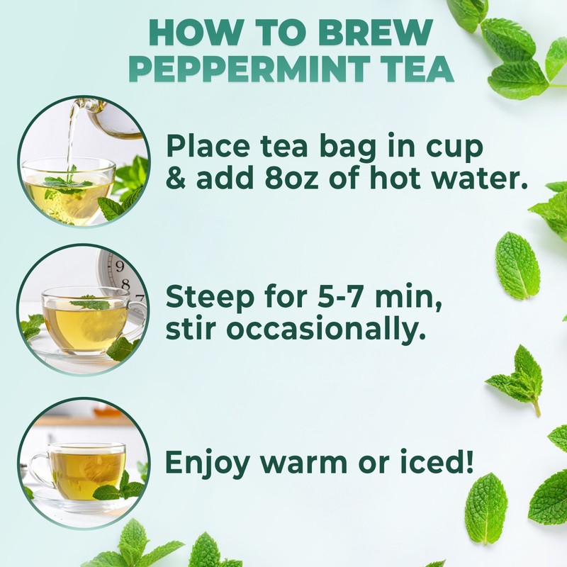 Pure Peppermint Tea - no stems, 100% Natural Herbal Tea, 60 bags, USA seller! gallery