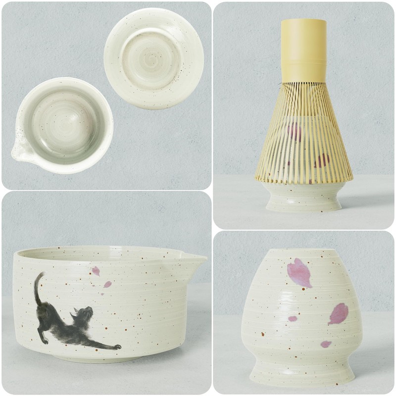 Complete 8-Piece Matcha Set – Japanese Matcha Tea Ceremony Kit with Cat Print... gallery