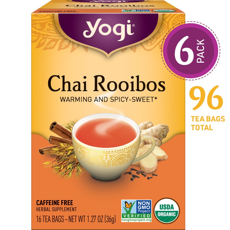 Yogi Tea – Chai Rooibos – Warming and Spicy Sweet – 6 Pack, 96 Tea Bags