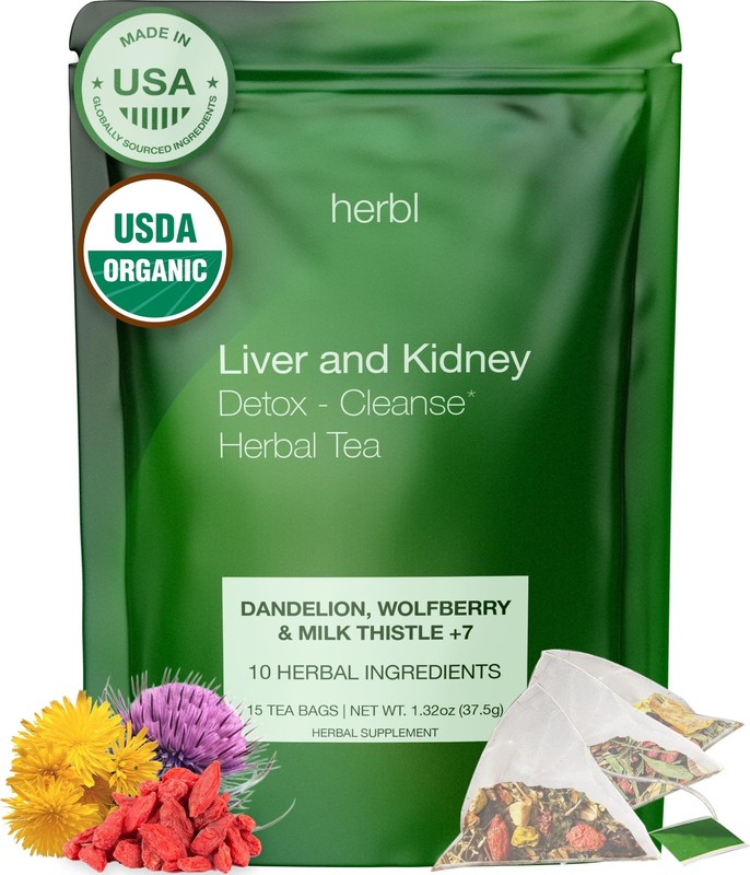 Organic Dandelion Tea for Kidney & Liver Detox | Herbal Cleanse with Goji Berry