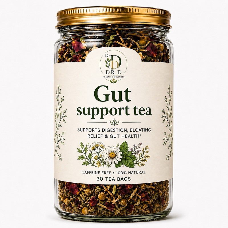 DRD Health & Wellness Gut Support Tea, Caffeine Free 100% Natural, 30 Bags