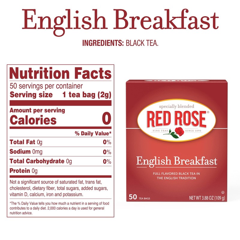 English Breakfast Tea Specially Blended Strong Robust Black Tea with 50 Indiv... gallery