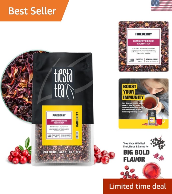 Fireberry, Cranberry Hibiscus Rooibos Tea, Premium Loose Leaf Tea, Non-Caffei…