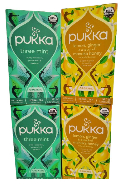 PUKKA Organic Tea Bundle, Three Mint & Lemon/Ginger/Manuka Honey, Lot of 160 Bag
