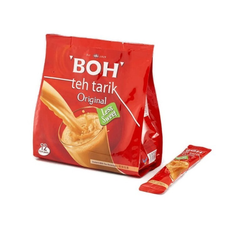 TEH TARIK Less Sweet 12 Packet 27g each Malaysia Tea Boh Plantation