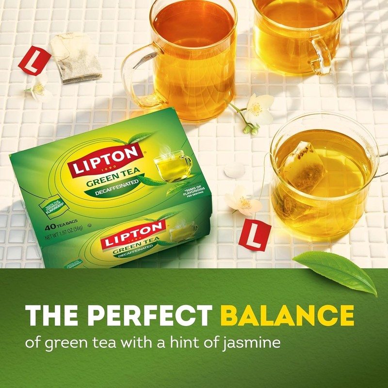 Lipton Green Tea, Decaffeinated, Tea Bags 40 Count Box gallery