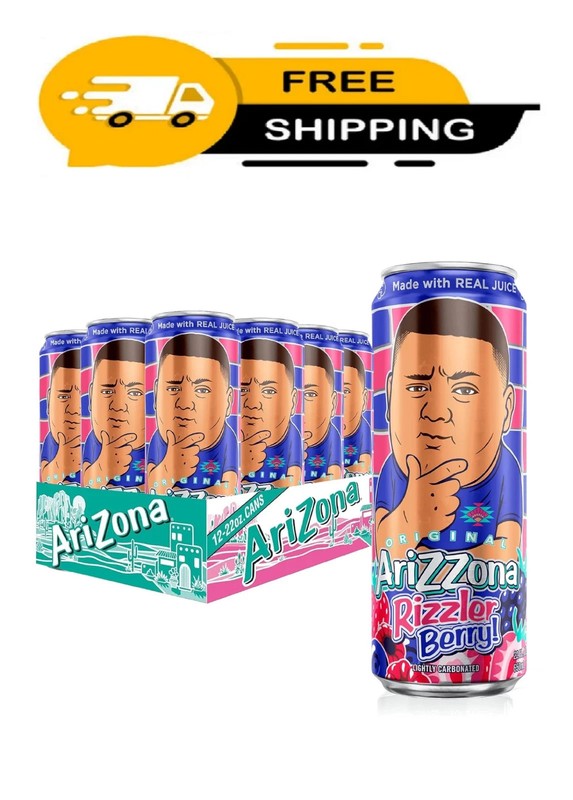 12 Pack AriZona Rizzler Berry Sparkling Juice Cocktail – 22 oz Big Cans