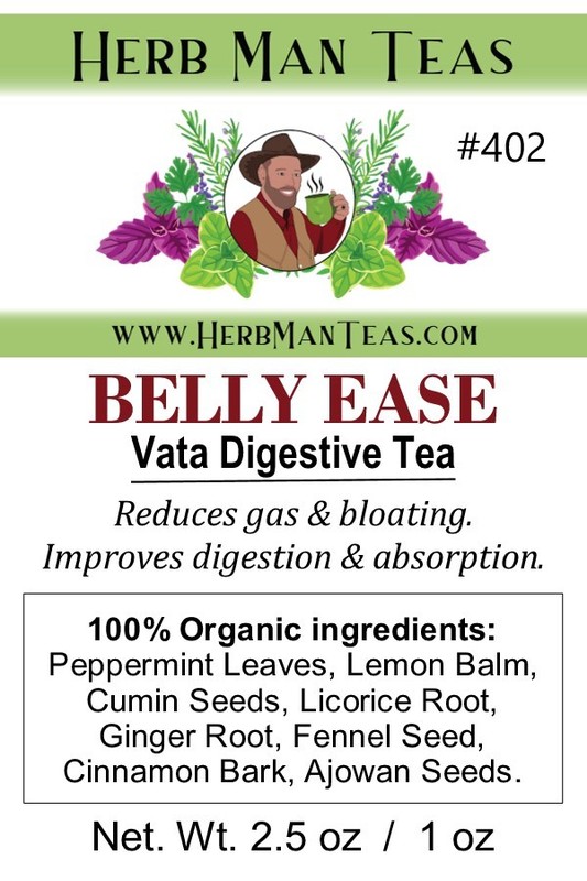 BELLY EASE- Digestive Tea for gas, bloating, weak digestion by Master Herbalist