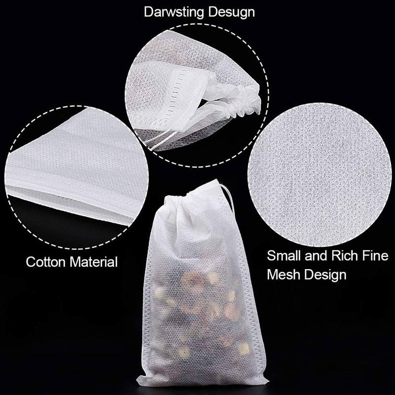 100Pcs Large Tea Bag - Disposable Empty Tea Filter Bags No Mess Mesh Bags with D gallery