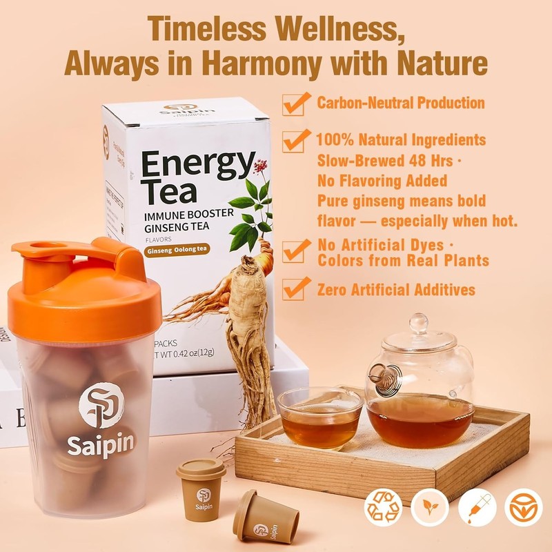 SAIPIN Ginseng Tea 20 Pack Organic Instant Powder Energy Immune Support gallery