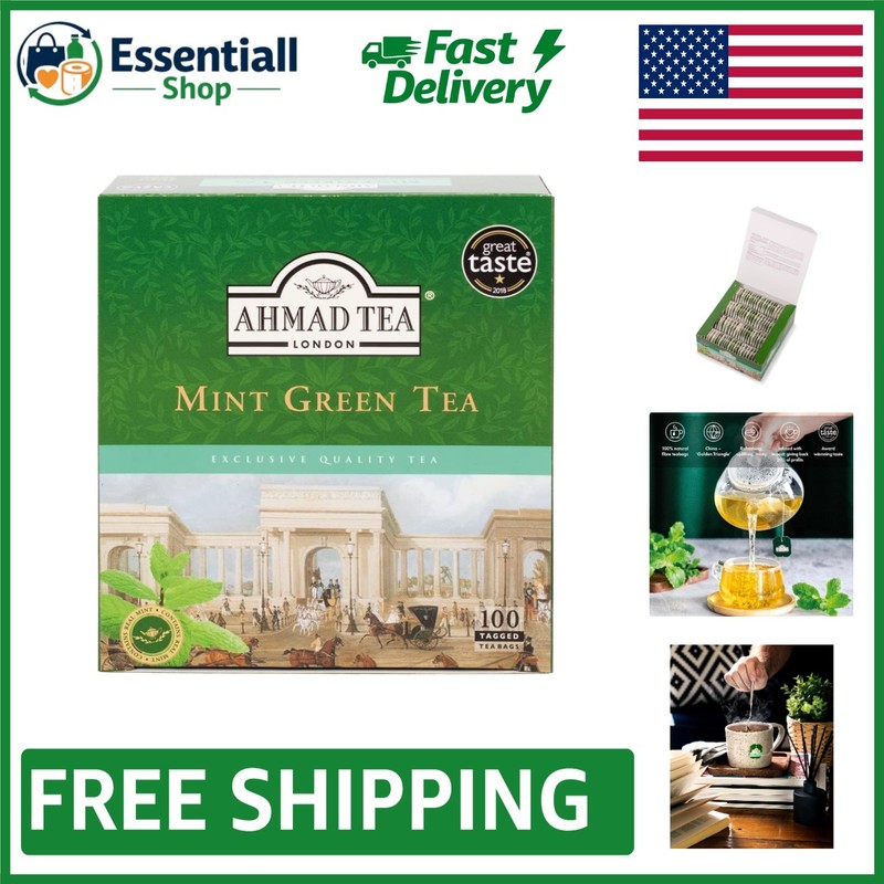 Mint Spearmint Green Tea Bags, 100 ct – , Caffeinated & Sugar-Free