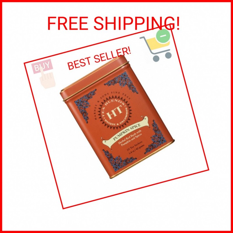 Harney & Sons Pumpkin Spice Rooibos Tea 20 ct Sachet Tin