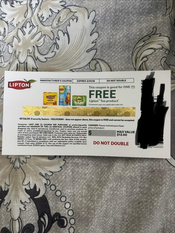 Lipton Tea Cupons-$13 value