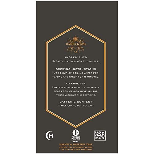 Harney & Sons Black Tea, Decaffeinated Ceylon, 20 Tea Bags, 1.26 oz./36 grams gallery