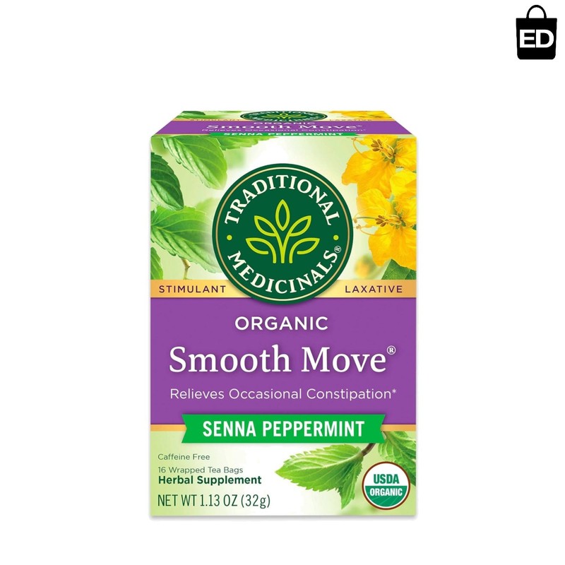 USDA Organic Smooth Move Tea – Caffeine-Free Peppermint & Senna Herbal Blend