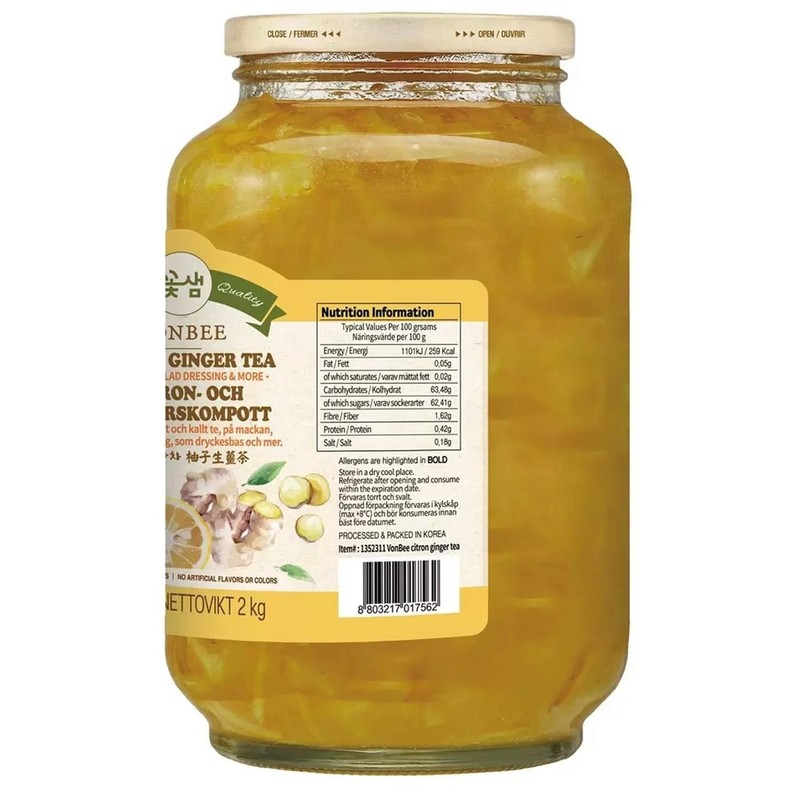Vonbee Citron & Ginger Tea Jam Spread Salad Dressing Yuja syrup 2kg gallery